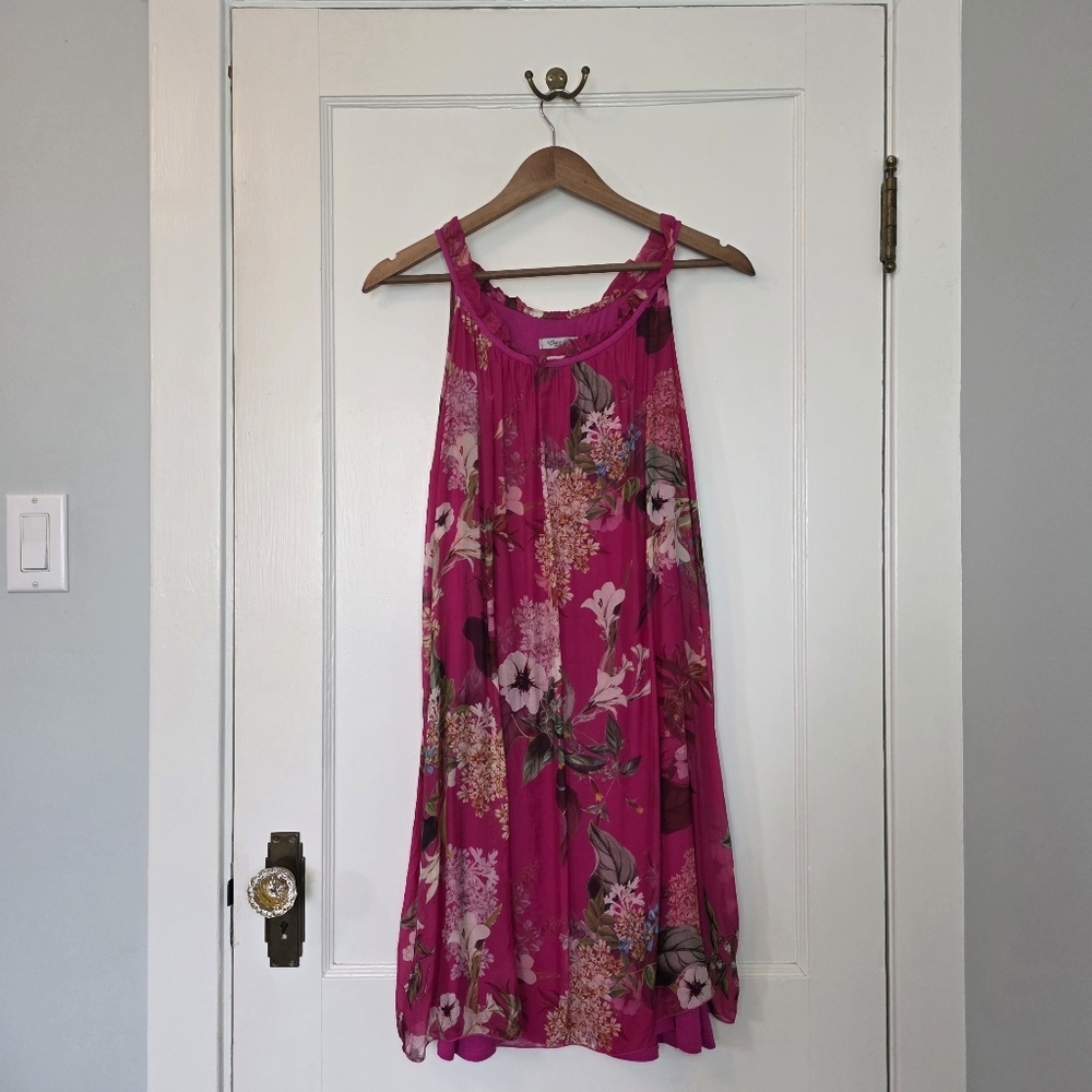 Elena Baldi Italian Silk Foral Sundress – Size S – Fuchsia